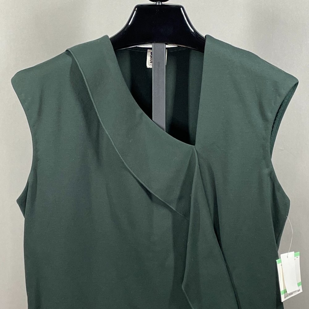 NEW! ANNE KLEIN FOREST GREEN CASCADE RUFFLE TOP! WOMENS 8! - Picture 2 of 12